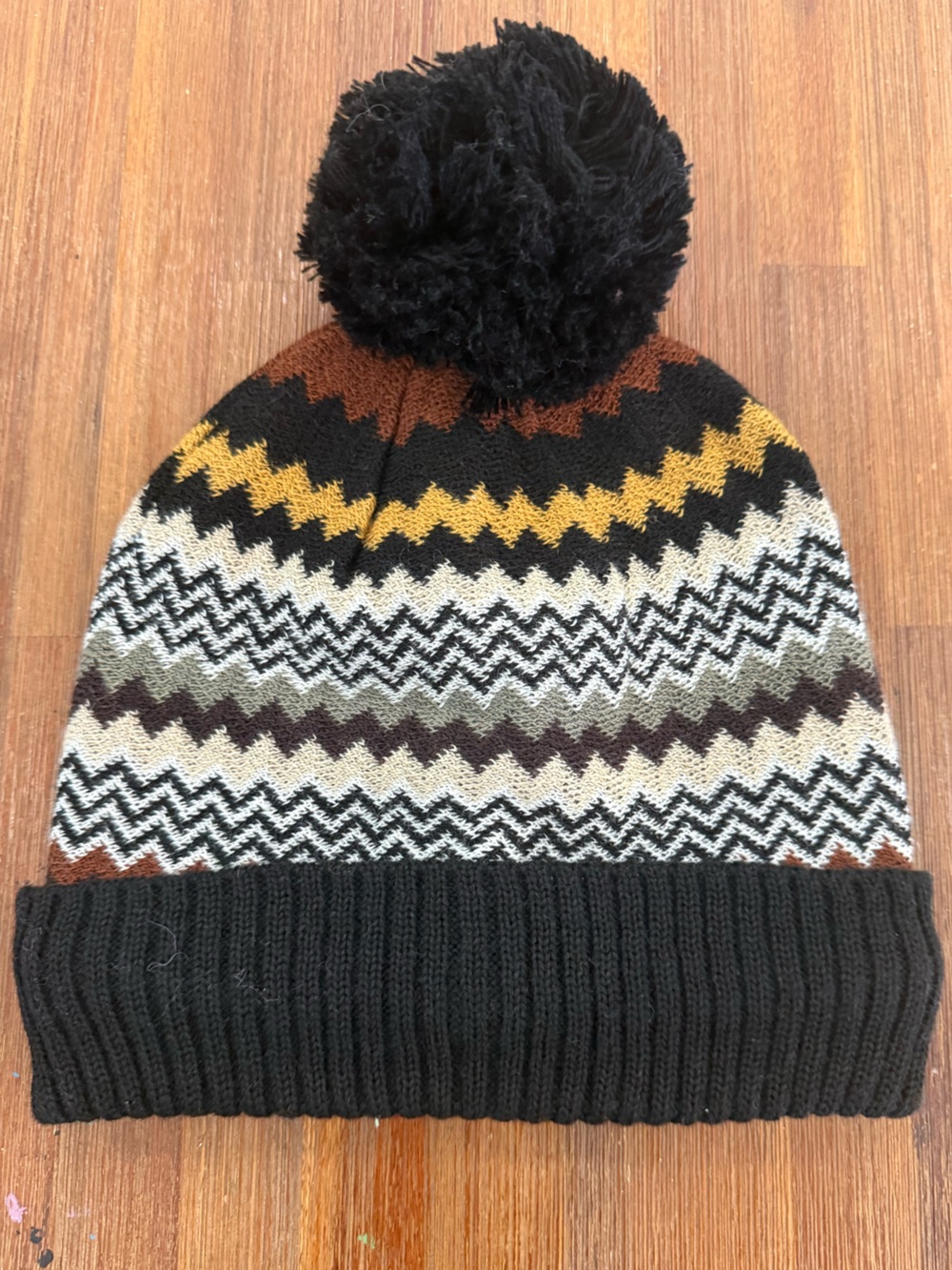 Target x Missoni Multicolor Zigzag Knit Beanie - Black, Brown & Mustard